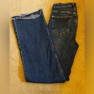 Gently worn frayed wide leg jeans